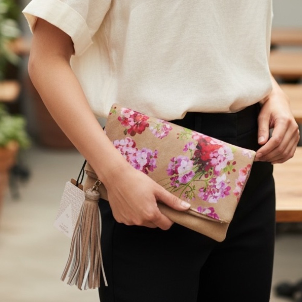 Leila Vegan Aloha Handpainted Floral Handbag